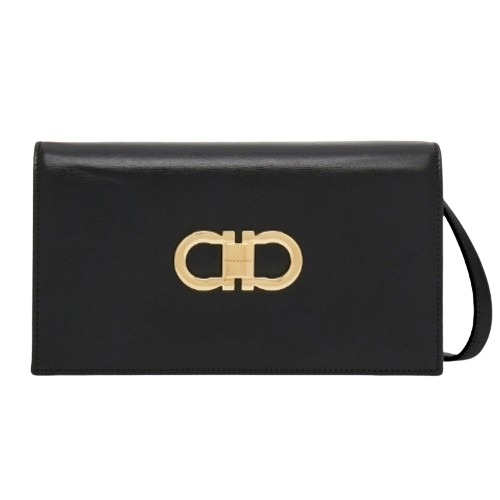 ★FERRAGAMO★ 더블 간치니 미니백 블랙/플레임 레드